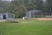 Softball field third base line view.